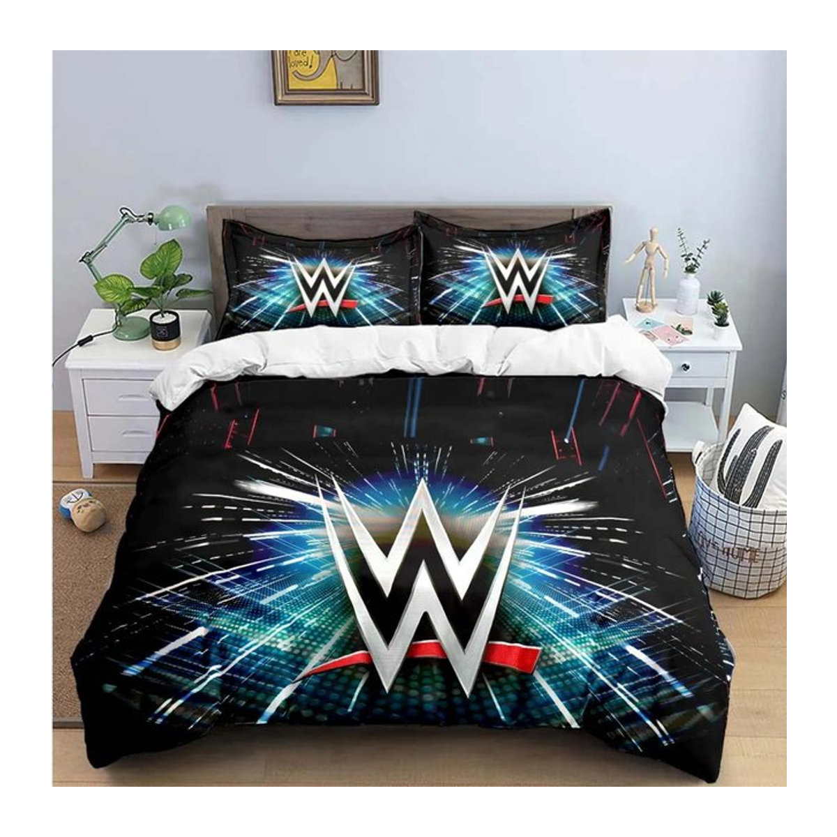 Wrestling 3D-gedrucktes Bettwäscheset mit Reißverschluss, Bettbezug und Bettdecke, Größe: 140 x 210 cm - Bild 1