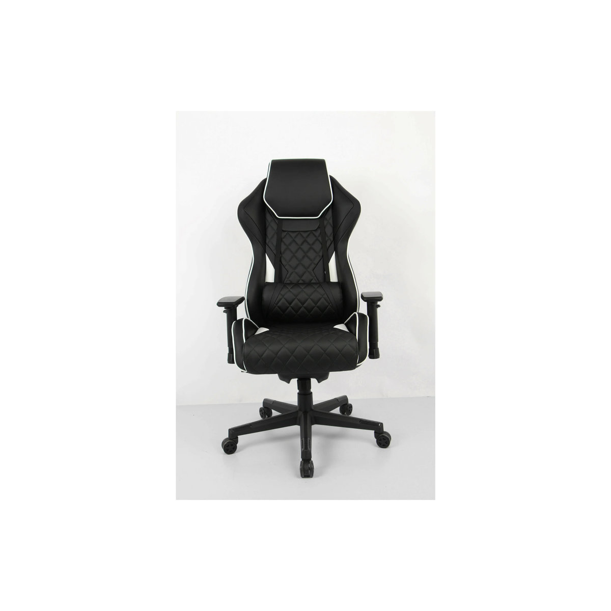 WRK21 Highend Gaming Stuhl mit adaptiver Rückenlehne aus Kunstleder in Schwarz/Weiß - Bild 2