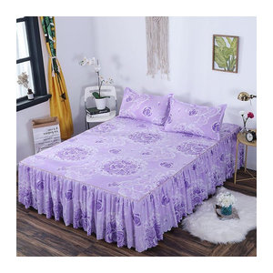 WTEMPO Bettrock in Lila, gebürstete Tagesdecke für dein Schlafzimmer, B/T/H: 120 x 200 cm