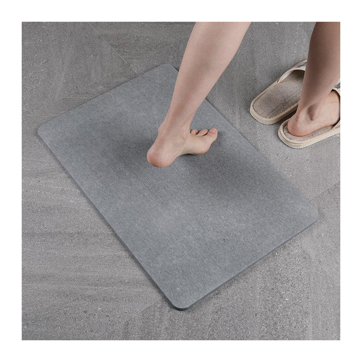 WTEMPO Kieselgurmatte für das Badezimmer, weiß, saugfähig und anti-rutsch, B/T/H: 60 x 39 x 0,9 cm - Bild 1