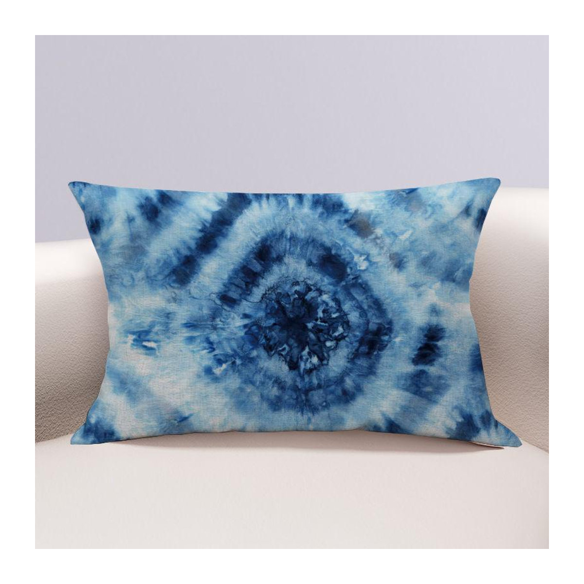 WTEMPO Kissenbezug aus Baumwolle und Leinen mit blauem Tie-Dye-Muster, B/H: 50 x 70 cm - Bild 1