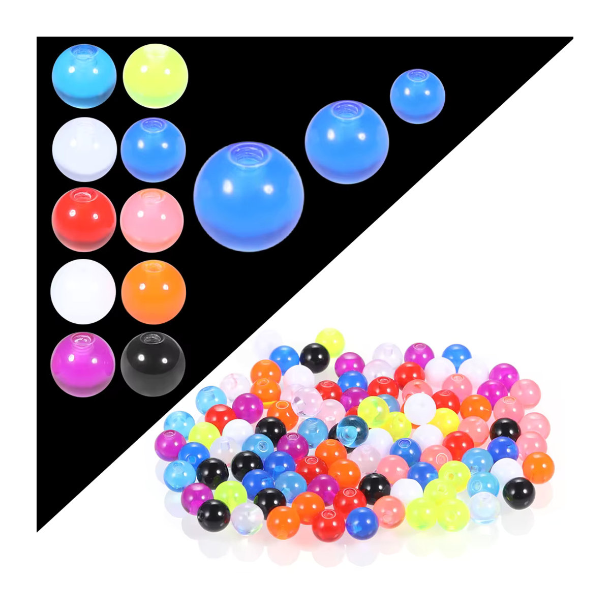WTX Bunte Acryl-Ersatzkugeln für Piercings in 3 mm, 5 mm und 6 mm - Bild 4