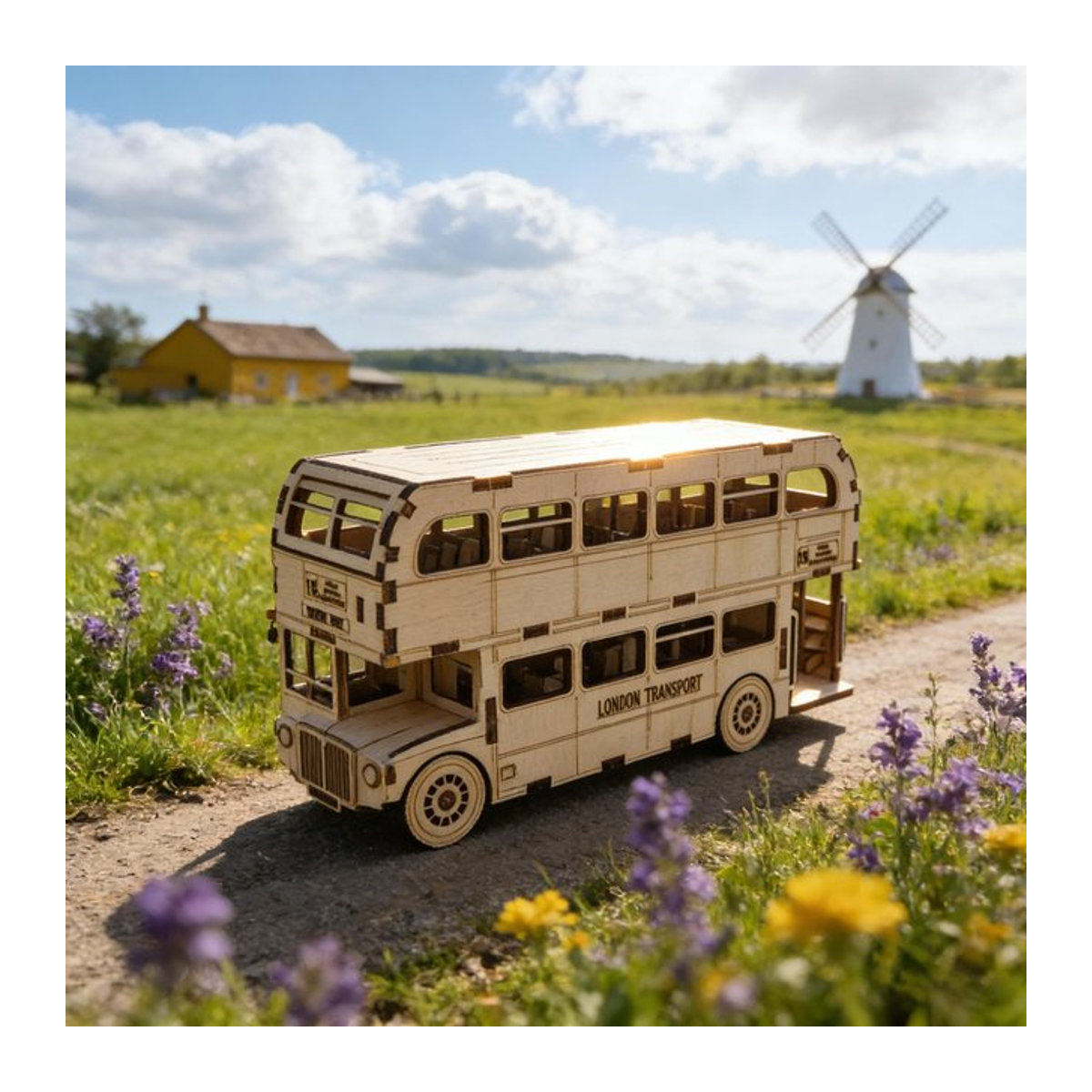 Wucifang Bags 3D Holzbus Puzzle Miniaturbausatz in Weiß als DIY Geschenk für Erwachsene und Teenager - Bild 1