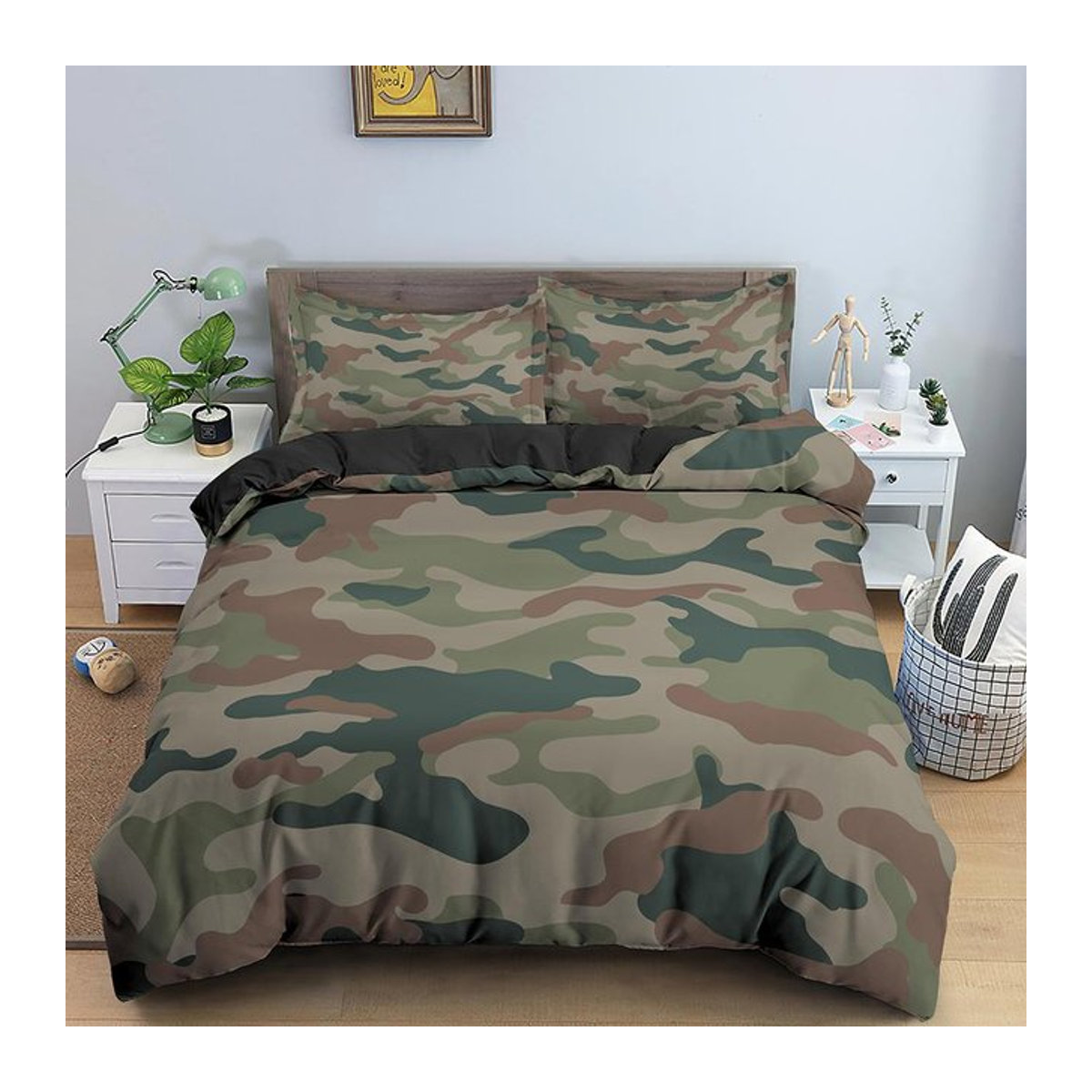 Wucifang Bags Bettwäsche-Set Camouflage aus Mikrofaser mit Camo-Druck und Reißverschluss, B/H: 135 x 200 cm - Bild 1
