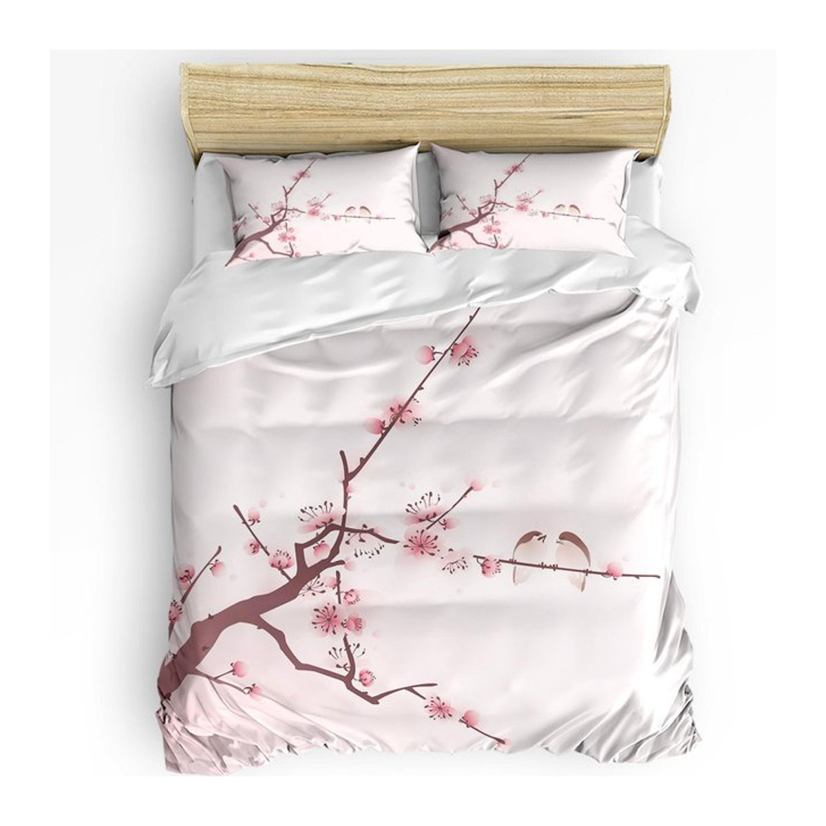 Wucifang Bags Bettwäscheset Japanisches Mount Fuji Sakura 3-teilig mit Reißverschluss, B/H: 135 x 200 cm - Bild 1