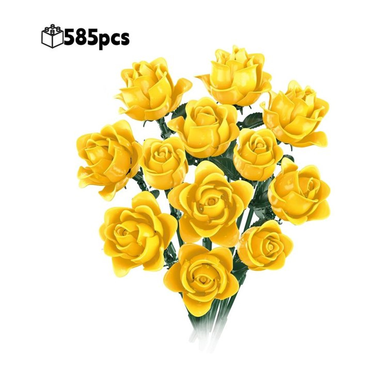 Wucifang Bags DIY Blumen Set Rosenstrauß aus 585 Bausteinen in Blau und Gelb - Bild 1