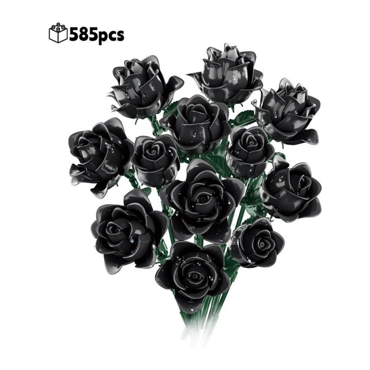 Wucifang Bags DIY Rosenstrauß Bausteine in Schwarz – Gotischer Blumenstrauß aus Kunststoff als kreatives Valentinstagsgeschenk - Bild 1