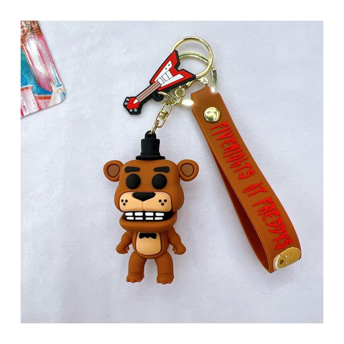 Wucifang Bags Freddy Fazbear Bär Actionfigur als Miniaturspielzeug und Schlüsselanhänger in Braun aus PVC - Bild 1
