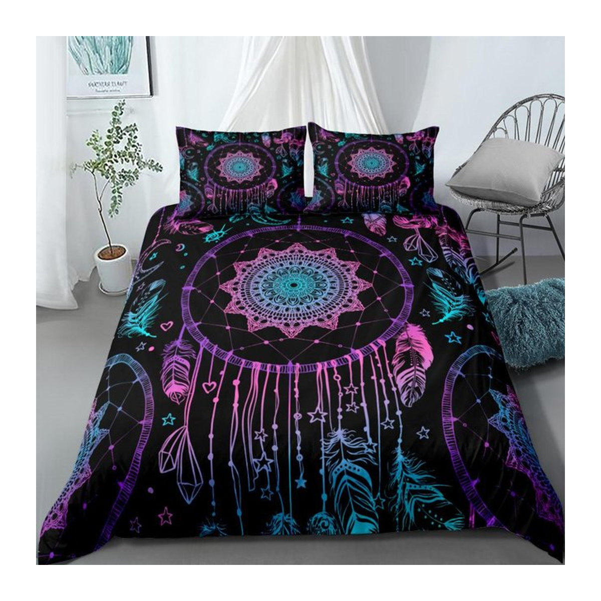 Wucifang Bags Traumfänger Bettwäsche-Set mit Reißverschluss, Breite: 135 cm, Länge: 200 cm - Bild 1