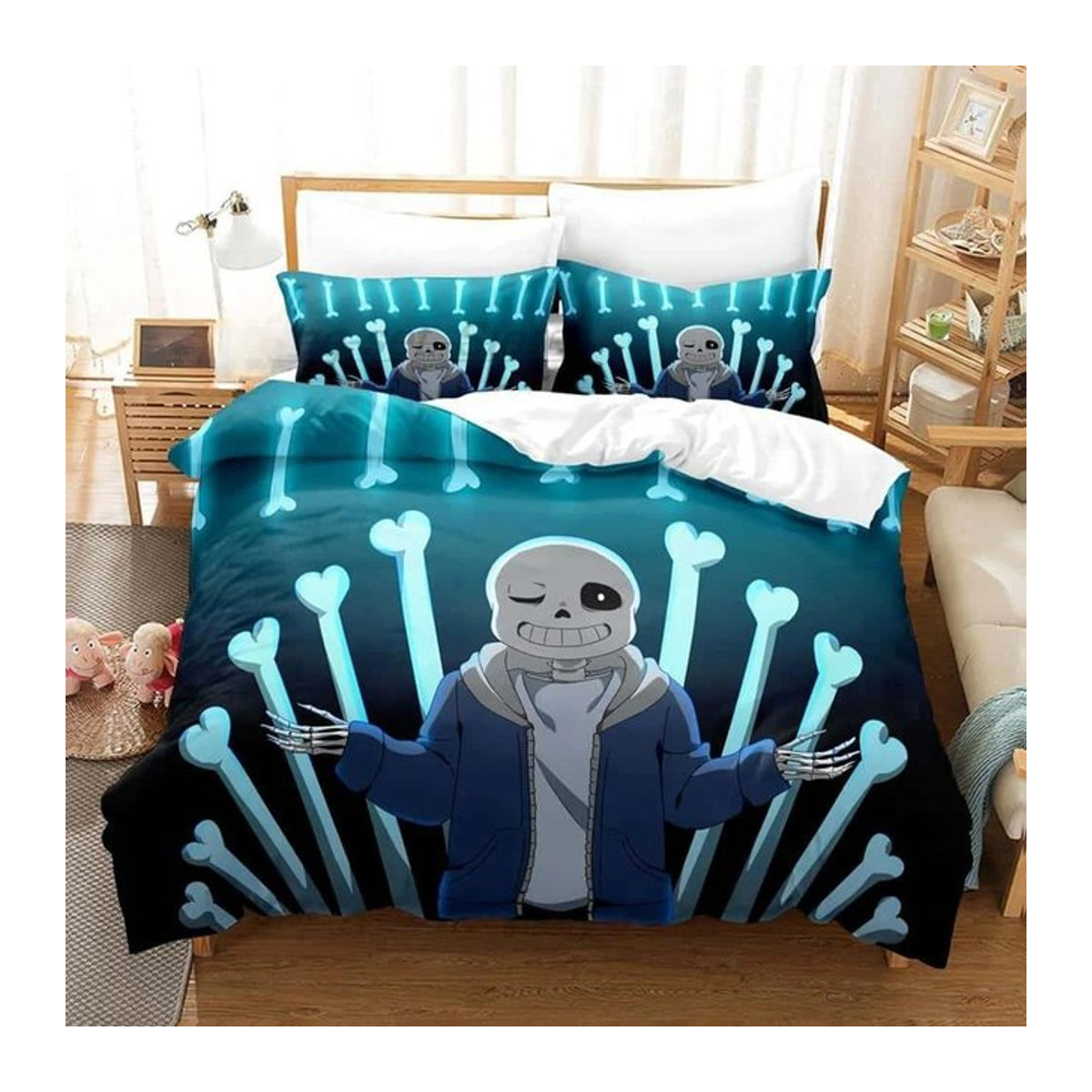 Wucifang Bags Undertale Sans Bettwäsche-Set mit Reißverschluss für Kinder und Erwachsene, B/H: 70 x 133 cm - Bild 1
