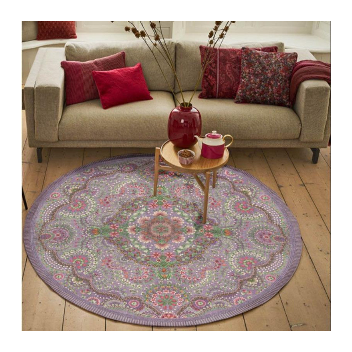 Wucifang Jewelry Boho Rundteppich in Multicolor, rutschfest, Durchmesser: 120 cm - Bild 1