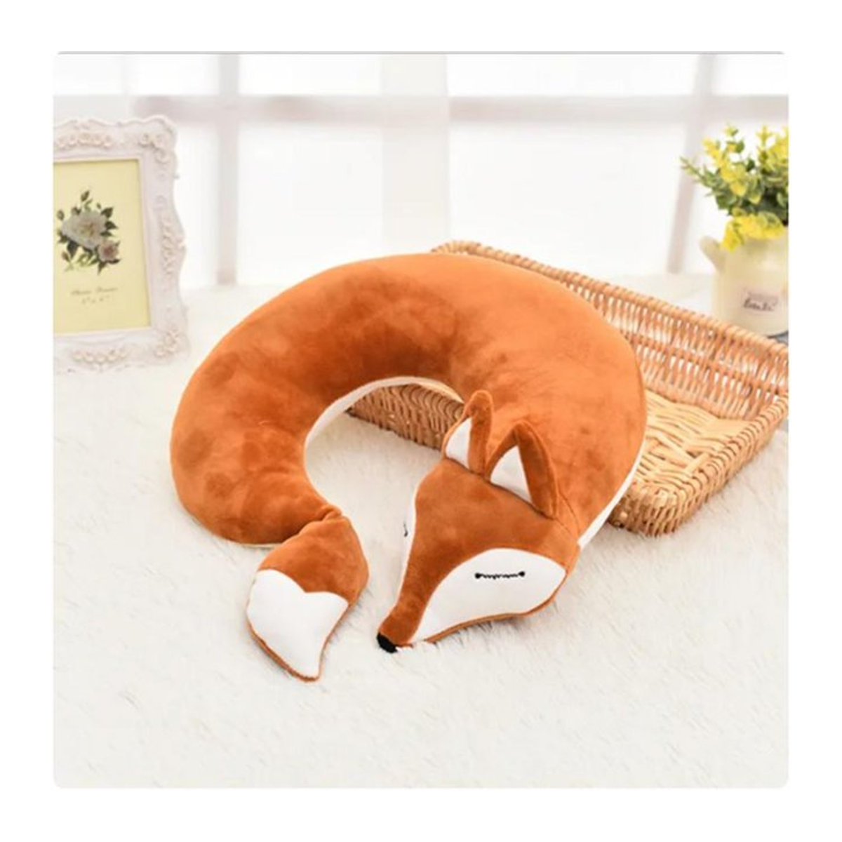 Wucifang Jewelry Nackenkissen Fuchs in Braun mit Schlafmaske aus weichem Plüsch, B/T/H: 28 x 28 x 8 cm - Bild 1