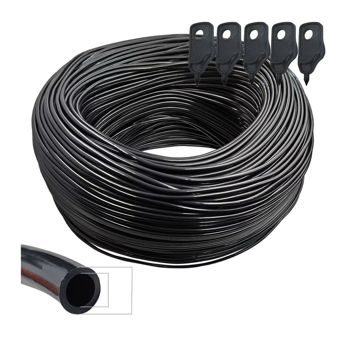 WUJIE Mikro-Bewässerungsschlauch aus PVC für Garten und Gewächshaus, Schwarz, 3/5mm Durchmesser - Bild 2