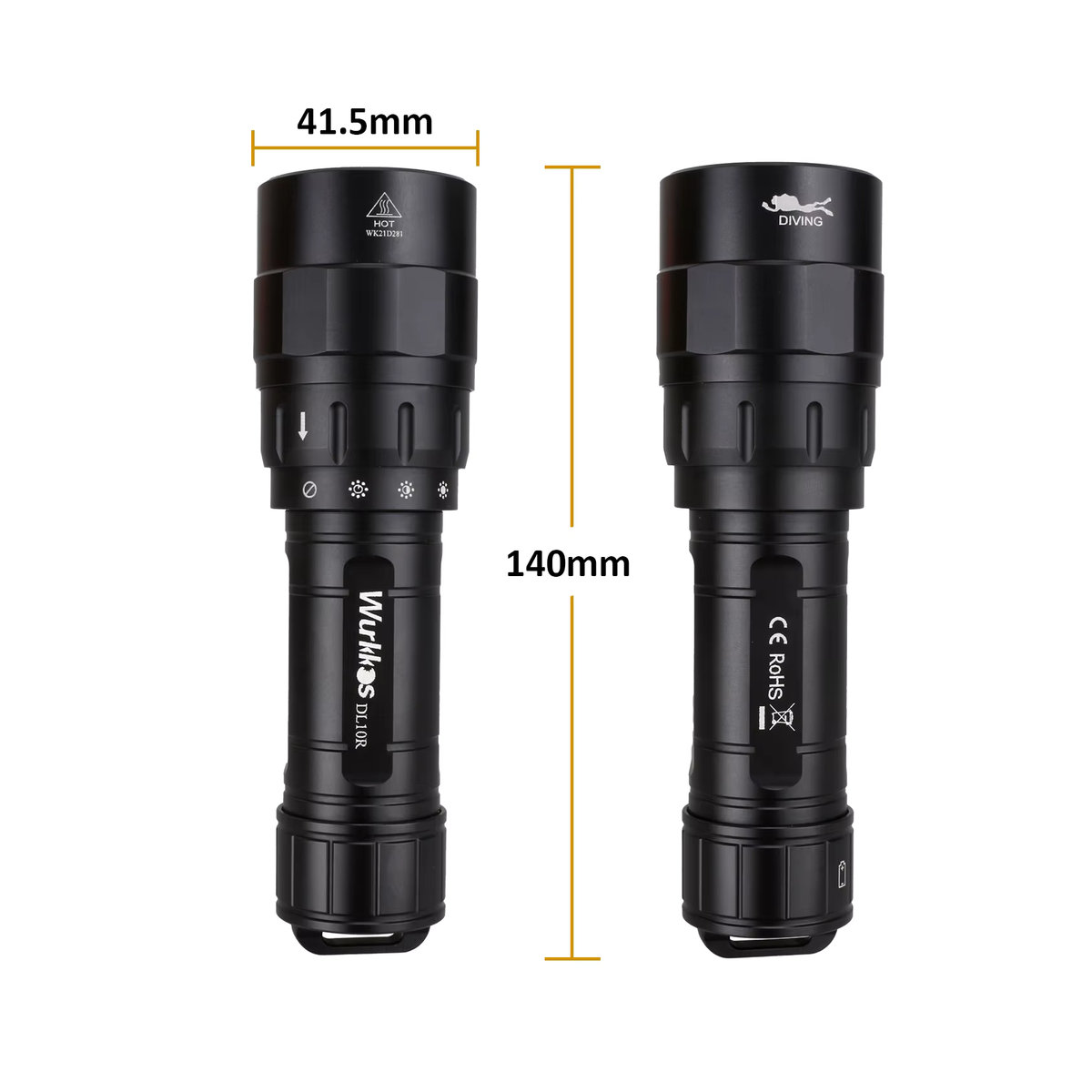 Wurkkos DL10R Tauchlampe mit XHP70.2 LED, 4500 lm, USB-C wiederaufladbar und Magnetsteuerung - Bild 2