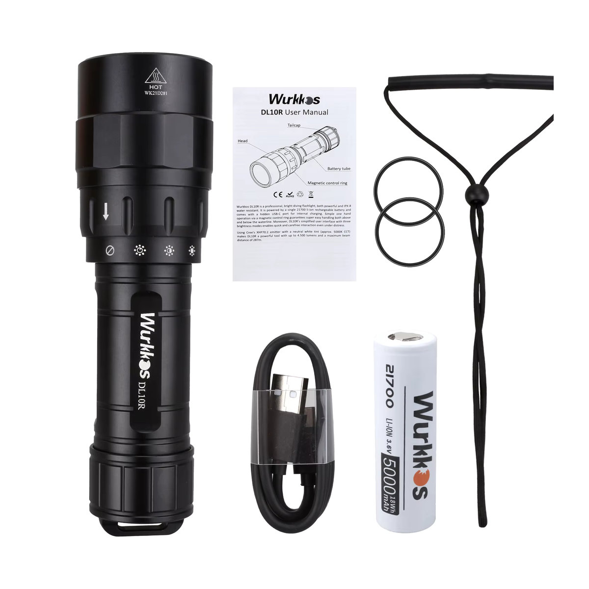 Wurkkos DL10R Tauchlampe mit XHP70.2 LED, 4500 lm, USB-C wiederaufladbar und Magnetsteuerung - Bild 5