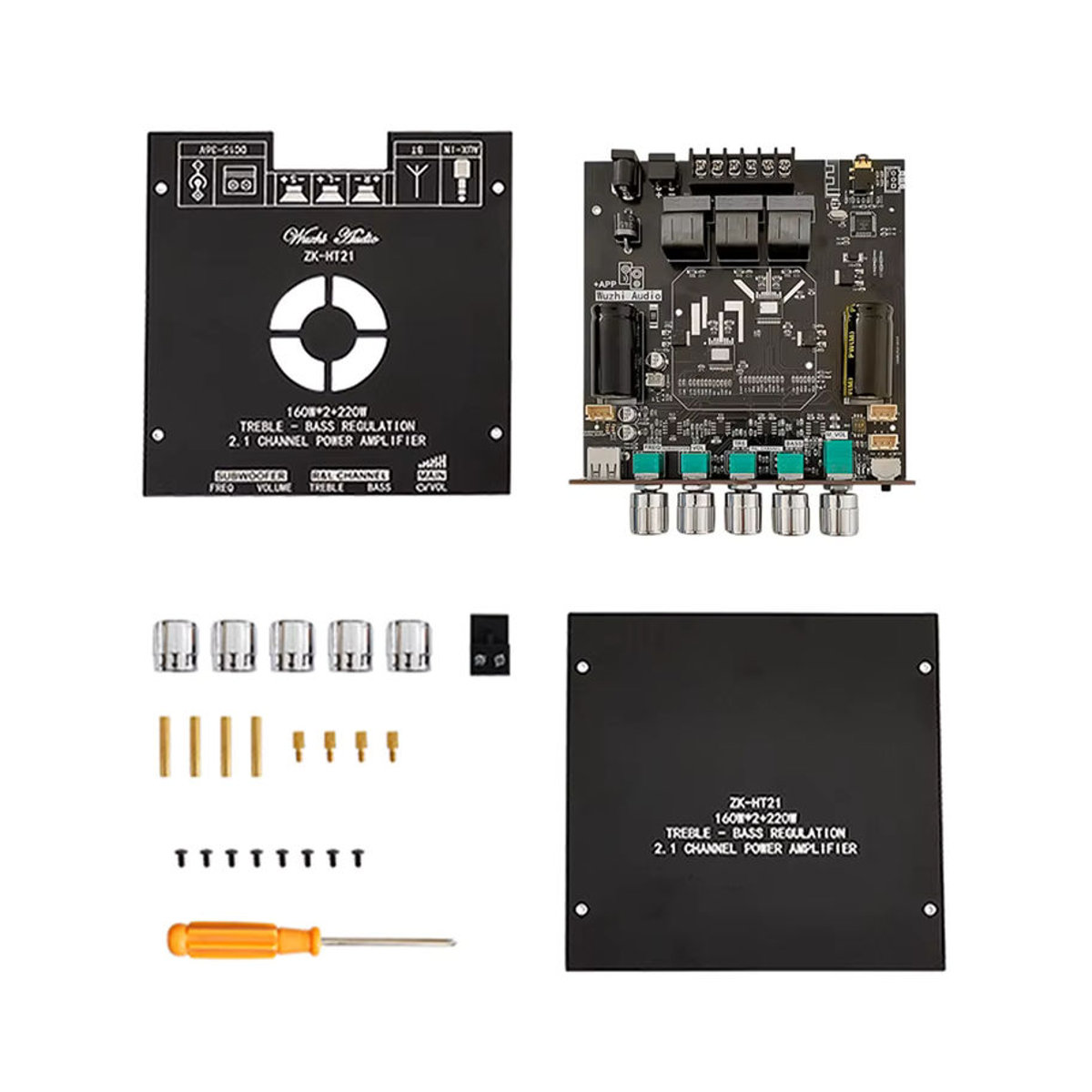 Wuzhi HT21-3G 2.1 Kanal TDA7498E Bluetooth Verstärker Modul mit Subwoofer 160Wx2 + 220V in Schwarz - Bild 2