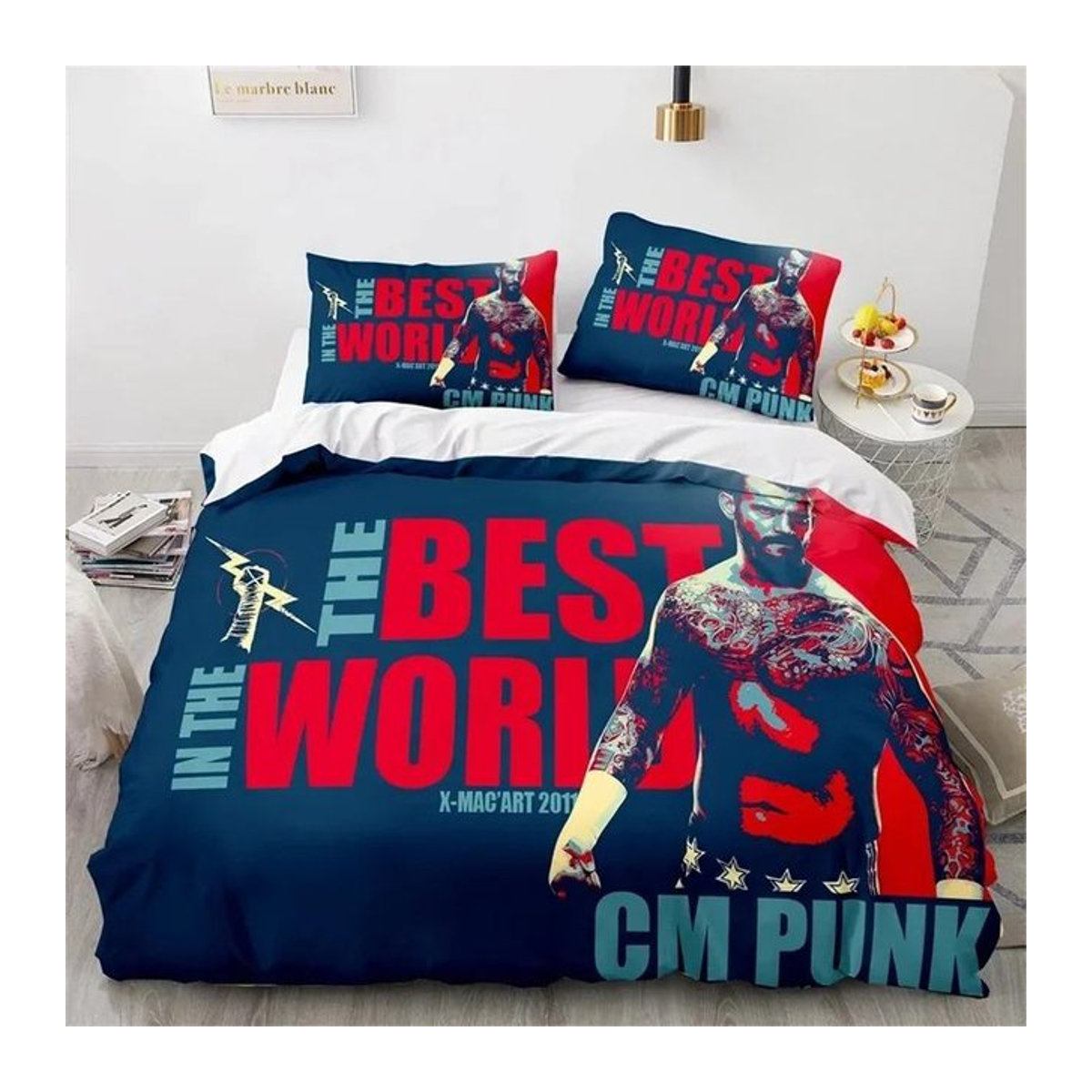 WWE 3D-Druck Bettwäsche-Set für Jungen und Mädchen mit Bettbezug und Kissenbezügen, Größe: 70 x 133 cm - Bild 1
