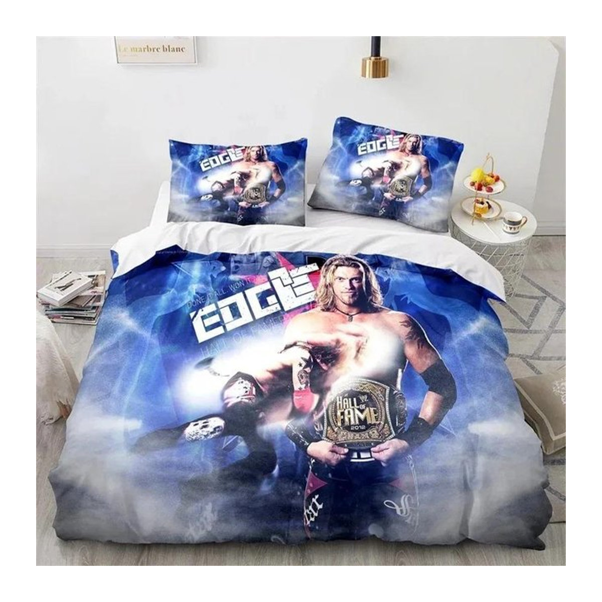 WWE EAW Bettwäsche-Set mit 3D-Druck für Einzelbetten, Bettbezug und Kissenbezüge, Wrestling-Design für Erwachsene und Kinder, Breite: 135 cm, Länge: 200 cm - Bild 1