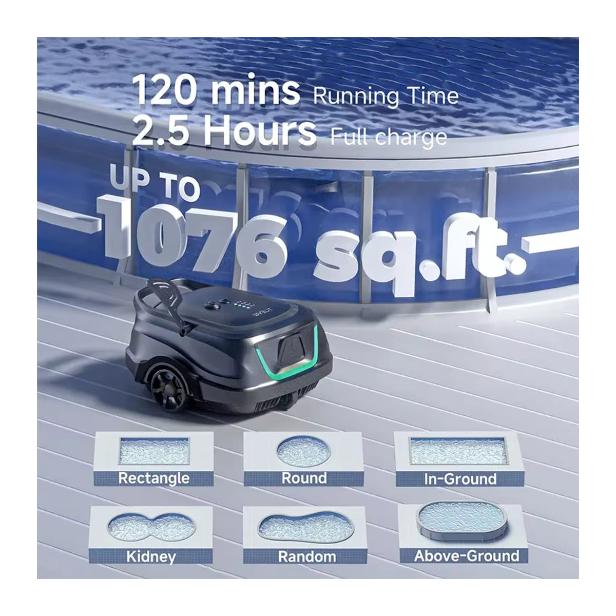 WYBOT Kabelloser Schwimmbecken-Reinigungsroboter mit intelligenter Automatik und Doppelschichtfiltration - Bild 2