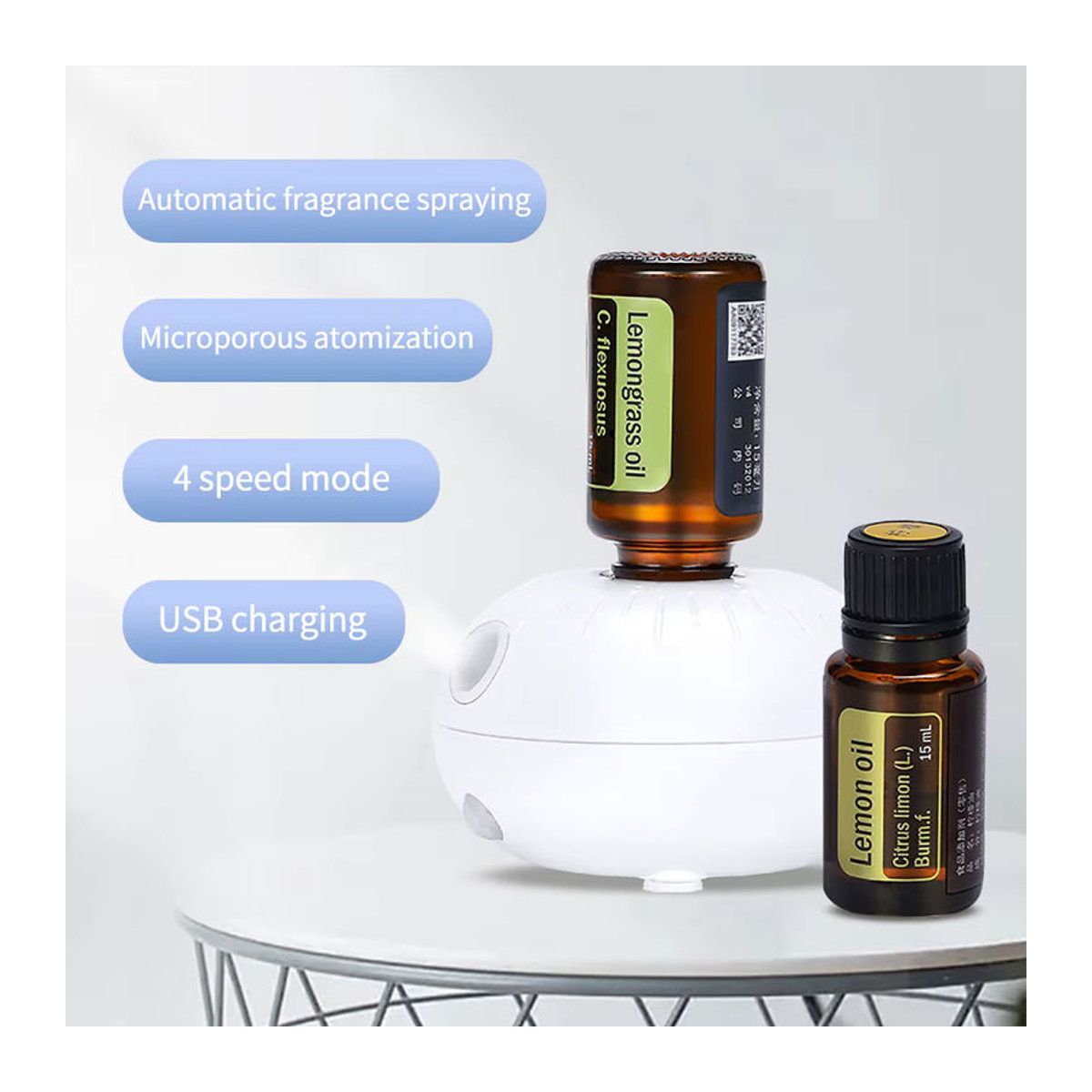 WYMECT Mini Aroma Diffusor mit automatischer Induktion für Aromatherapie und Auto, Weiß - Bild 4
