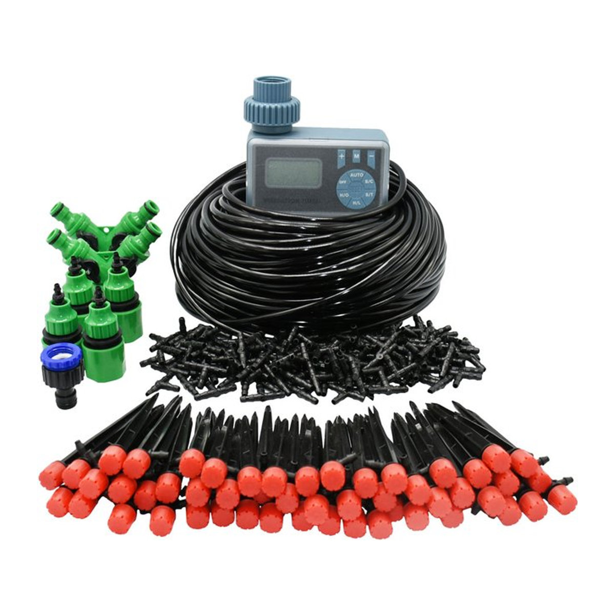 WYZXM Automatisches Garten Bewässerungssystem mit DIY Timer und roten Tropfern, 5-50m Pflanzen Bewässerung Kit, Multicolor - Bild 1