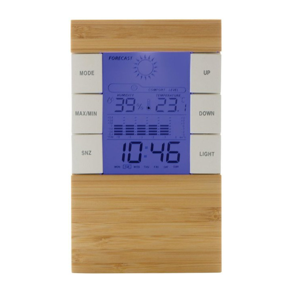 XD Collection Utah Digitaler Schreibtischwecker aus Bambus mit LCD-Bildschirm - Bild 1