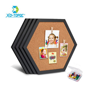 XD-TOPQC Hexagon Kork Pinnwand mit Holzrahmen in Braun, Geometrisches Wand-Bulletin-Board für Nachrichten und Postkarten