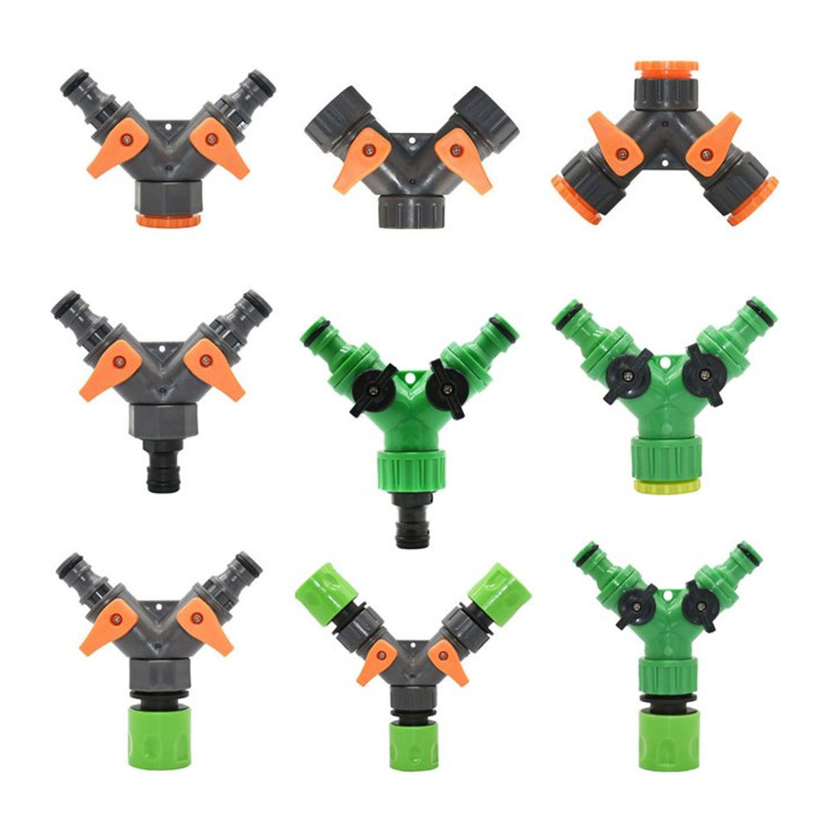 XGYN 2-Wege-Wasserhahnschlauch Y-Splitter mit 1/2 und 3/4 Gewinde für die Gartenbewässerung in Multicolor - Bild 1