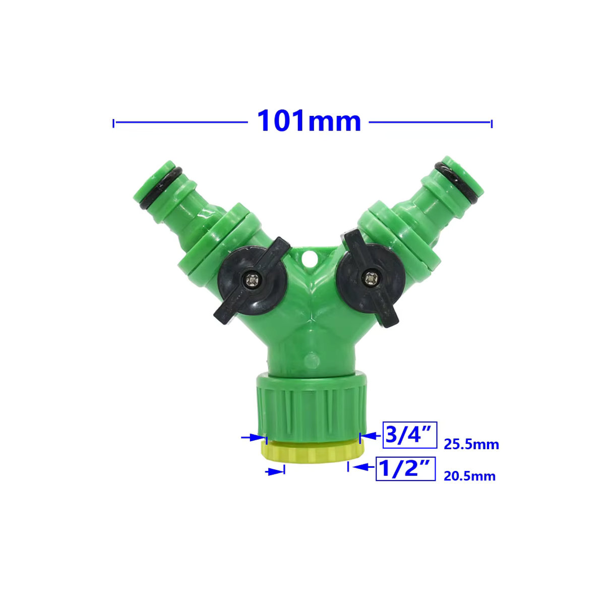 XGYN 2-Wege-Wasserhahnschlauch Y-Splitter mit 1/2 und 3/4 Gewinde für die Gartenbewässerung in Multicolor - Bild 2