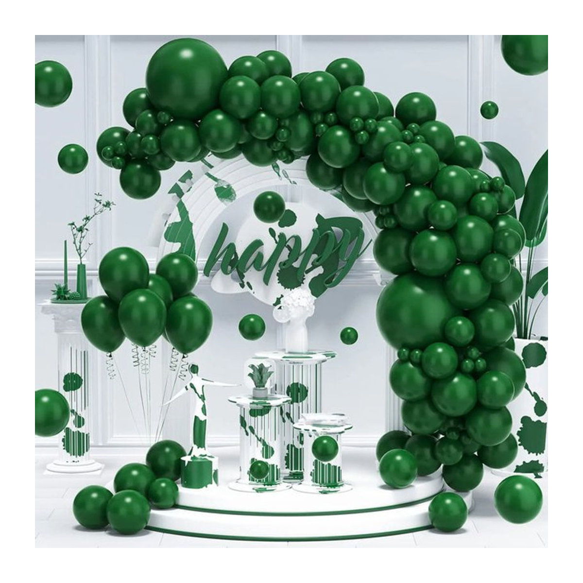 XHLFCJ 100 Stück Latexballons in Dunkelgrün als Set für Ballongirlanden und Partydekoration zum Geburtstag oder Weihnachten - Bild 1