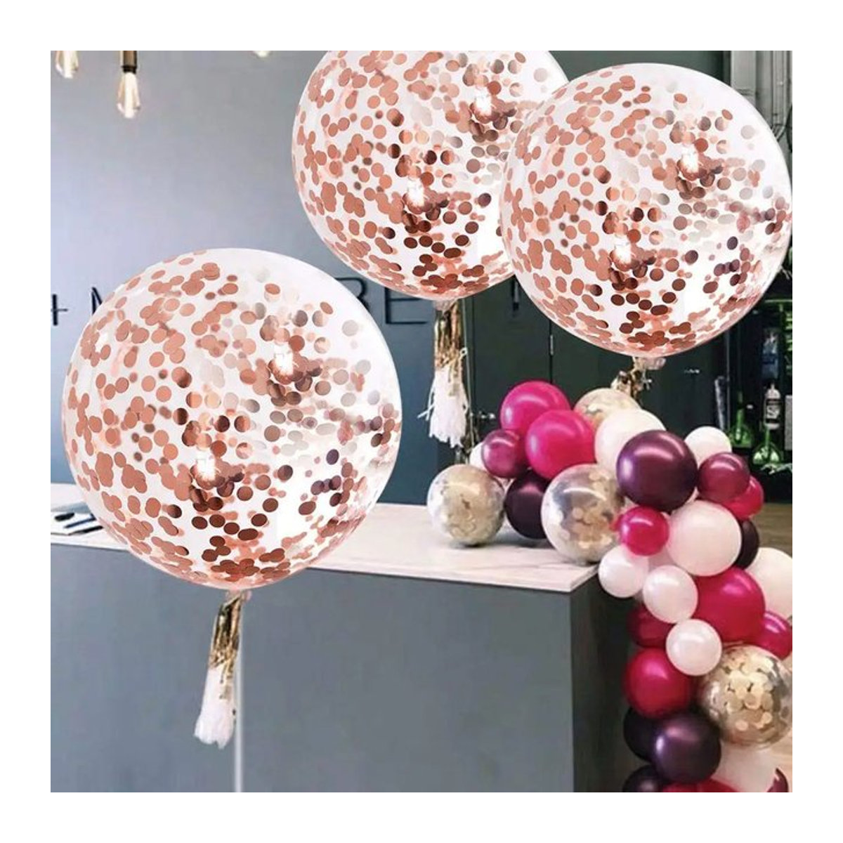 XHLFCJ Konfetti Luftballons Transparent Rose Gold und Rosa mit Sternen und Punkten für Hochzeit, Geburtstag und Kinderpartys, 12 und 18 Zoll - Bild 1