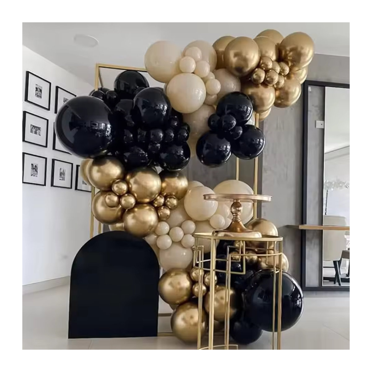 XHLFCJ Luftballon Girlande Bogen Kit in Schwarz, Gold und Weiß für Geburtstag, Hochzeit oder Weihnachten - Bild 1