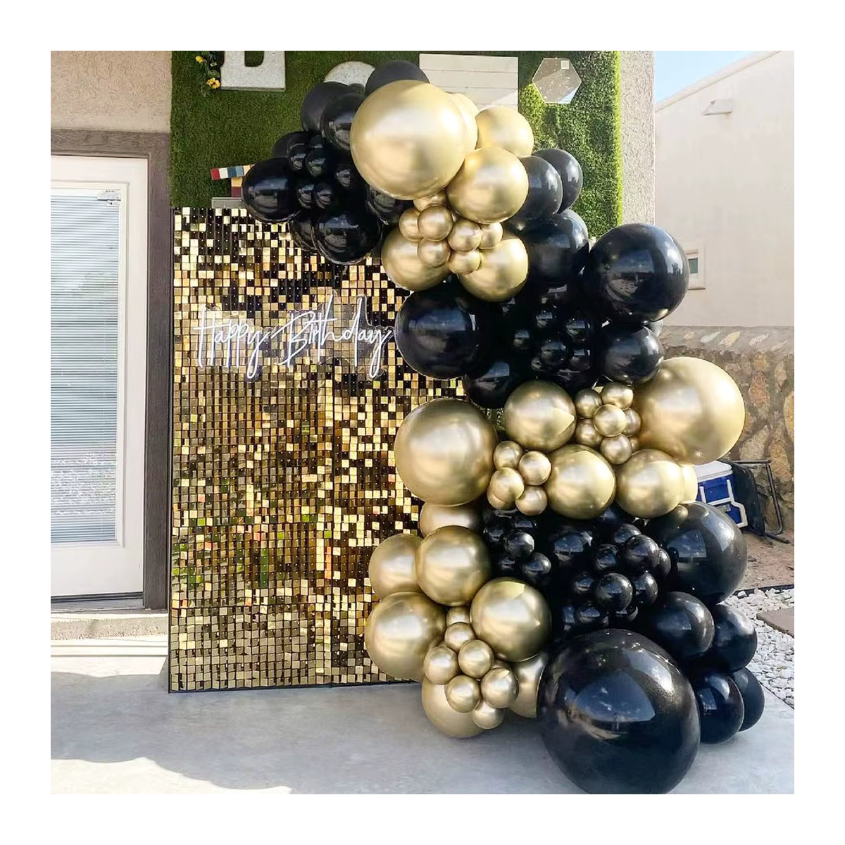 XHLFCJ Luftballon Girlande Bogen Kit in Schwarz, Gold und Weiß für Geburtstag, Hochzeit oder Weihnachten - Bild 4