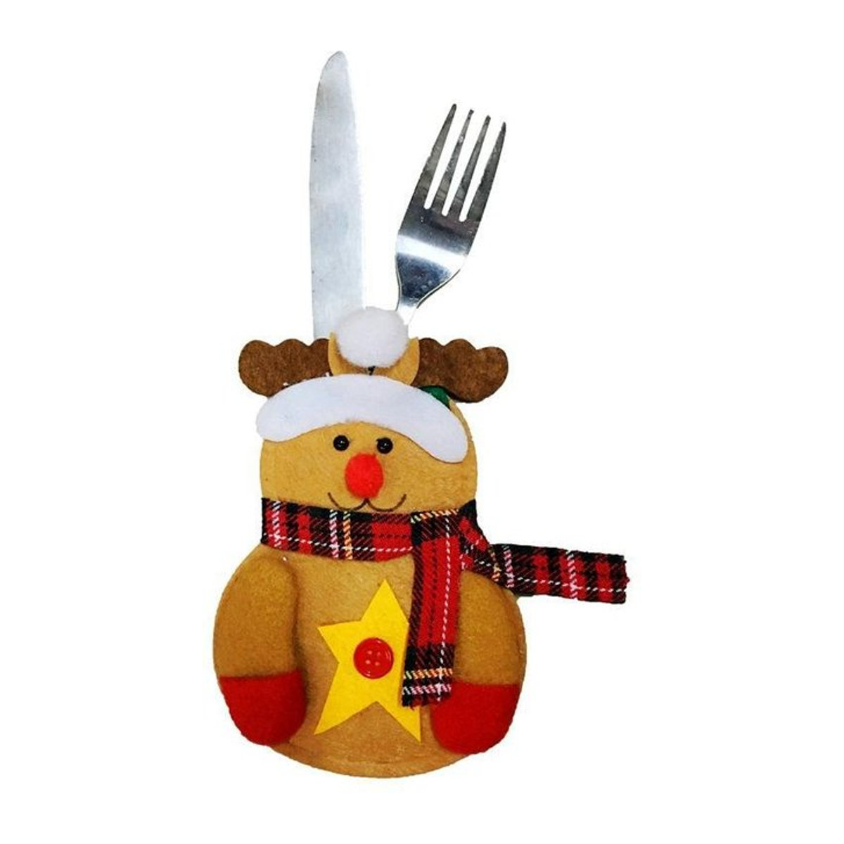 xianyi01 Weihnachts Geschirrhalter Tasche aus Filz mit Santa und Hirsch Motiv, Multicolor - Bild 1