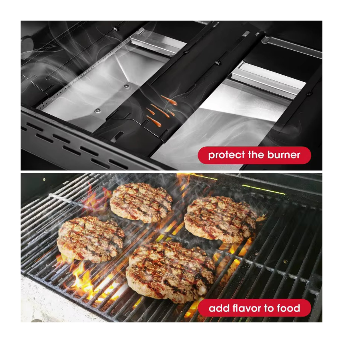 Xiao Muxian Flammenbändiger für Gasgrill und BBQ aus Porzellan und Stahl, universell verstellbare Schild-Isolierplatte in Silber - Bild 2