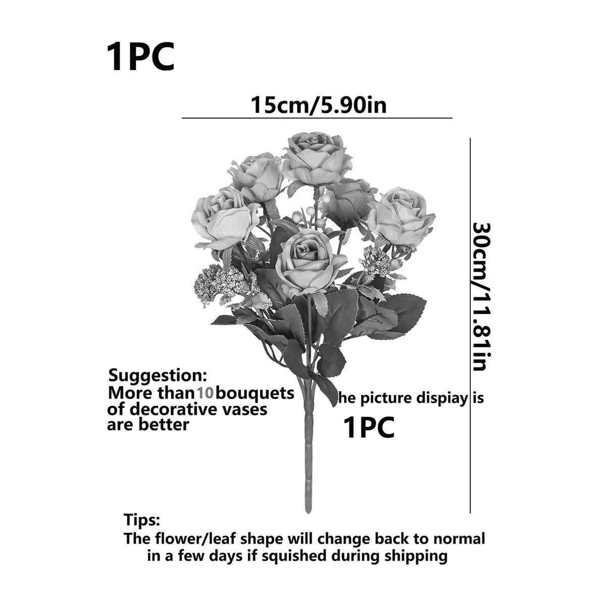 XIAOYINMO Künstliches Rosenbouquet aus Seide in Weiß für Hochzeit und Dekoration - Bild 6