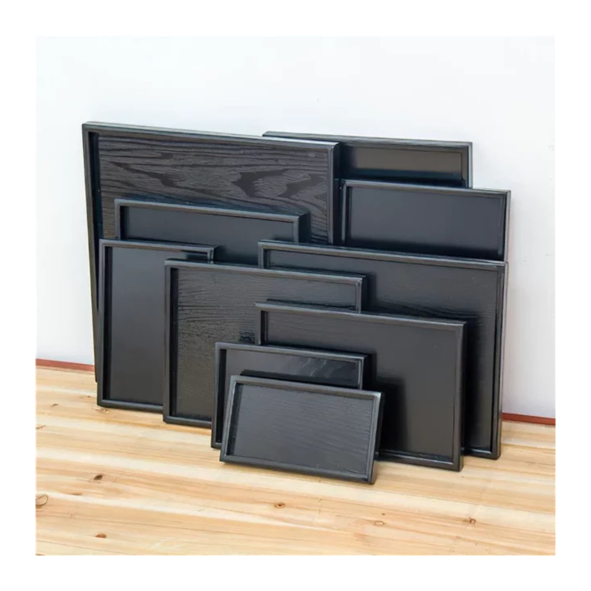 XINCHEN Holztablett im japanischen Stil, schwarz, rechteckig, B/T/H: 30 x 22 x 22 cm - Bild 1
