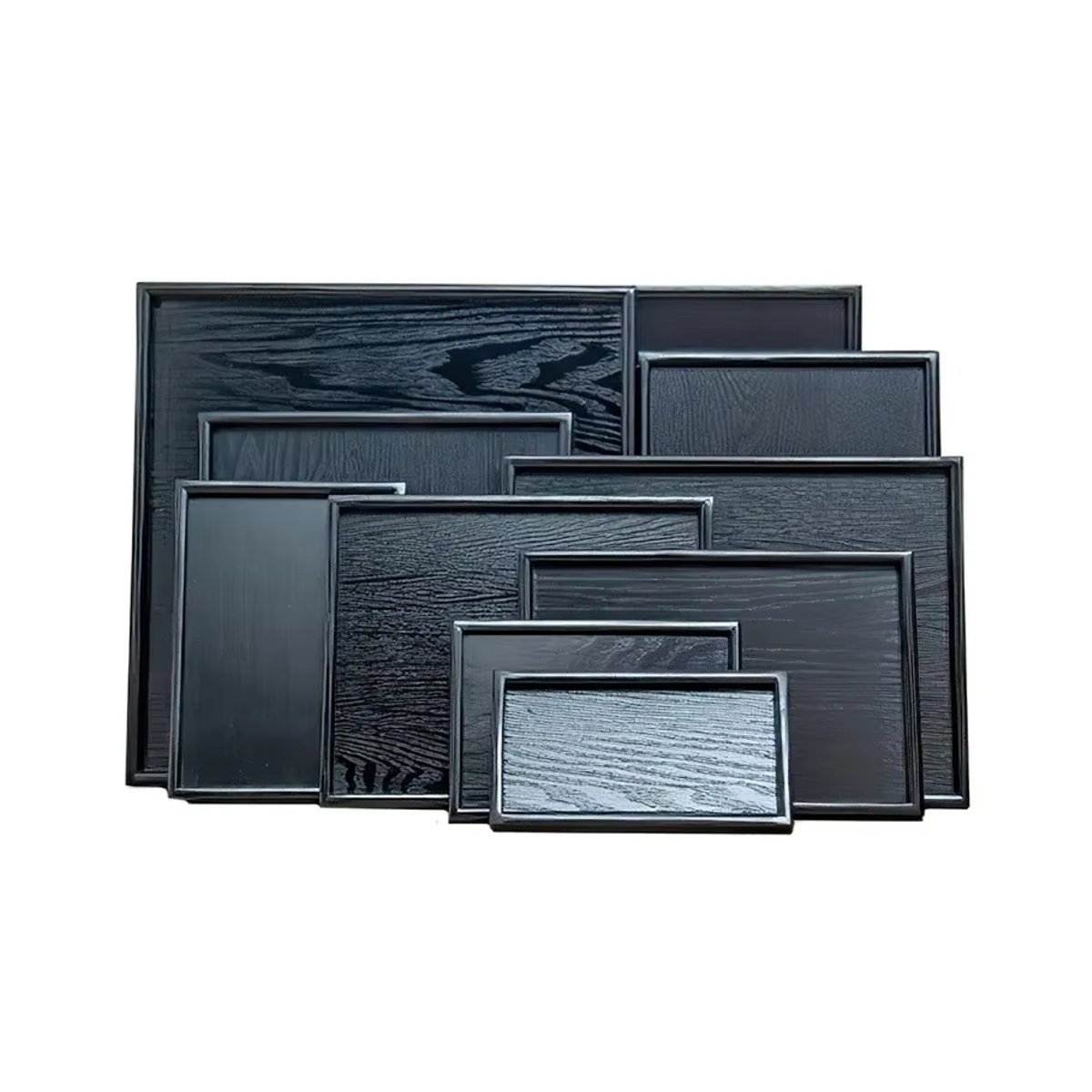 XINCHEN Holztablett im japanischen Stil, schwarz, rechteckig, B/T/H: 30 x 22 x 22 cm - Bild 3
