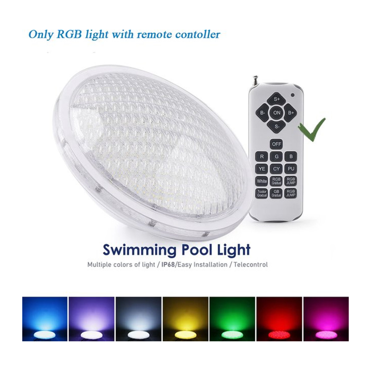 xingruyu RGB LED Schwimmbadleuchte IP68 Unterwasserlampe 18W Par56 mit Kaltweiß und Warmweiß - Bild 1