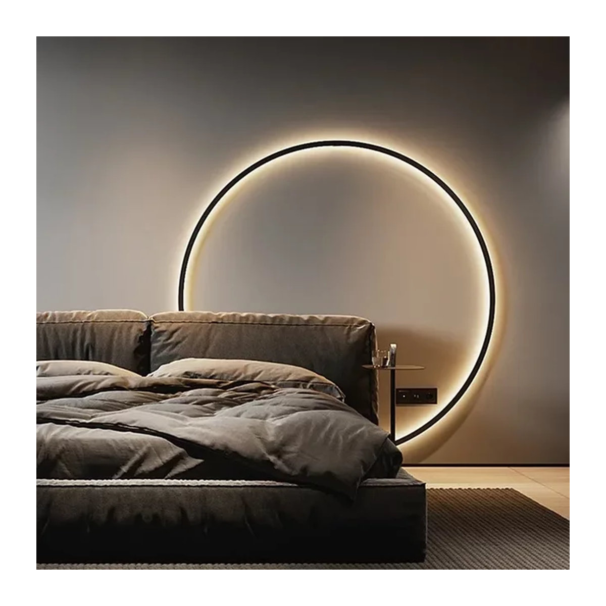 Xiuxiu Moderne LED Wandleuchte im minimalistischen Design mit rundem Ring in Schwarz - Bild 1