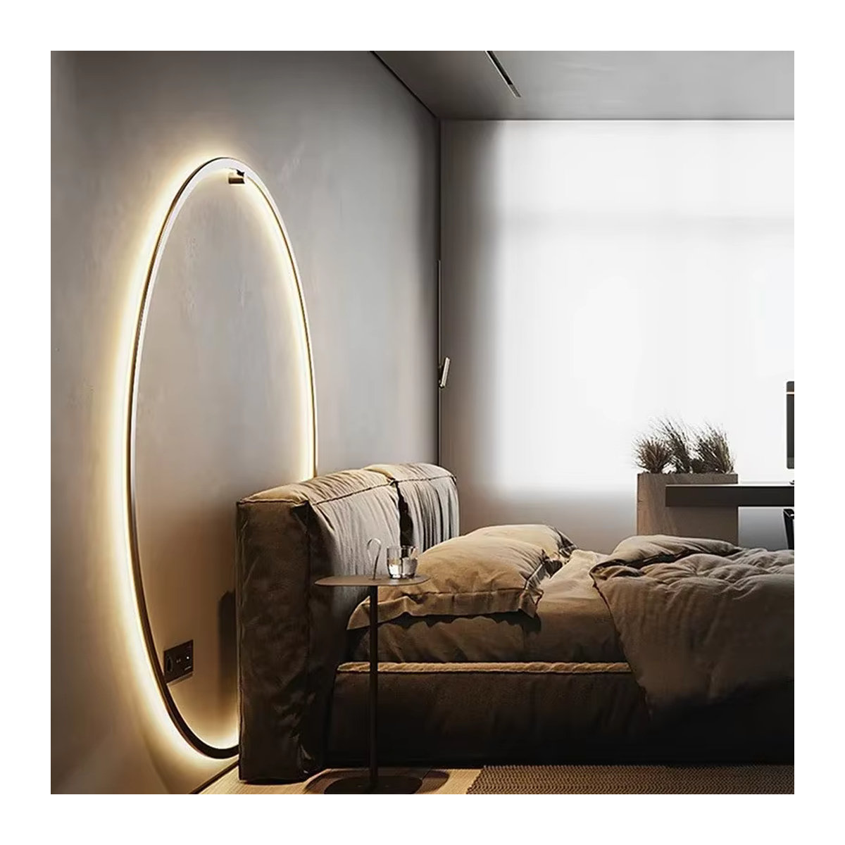 Xiuxiu Moderne LED Wandleuchte im minimalistischen Design mit rundem Ring in Schwarz - Bild 2