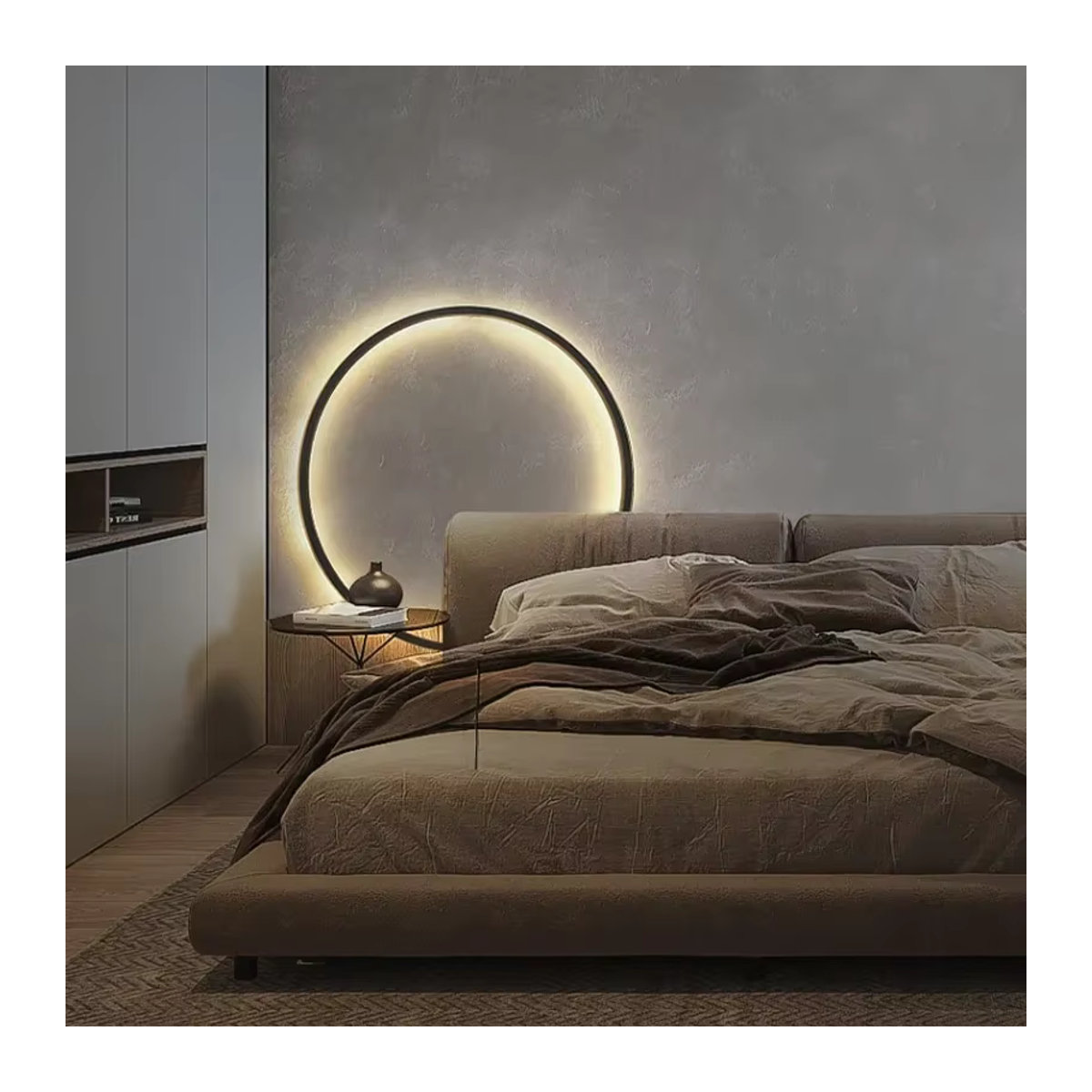 Xiuxiu Moderne LED Wandleuchte im minimalistischen Design mit rundem Ring in Schwarz - Bild 4