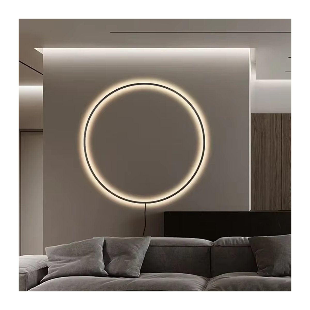 Xiuxiu Moderne LED Wandleuchte im minimalistischen Design mit rundem Ring in Schwarz - Bild 5