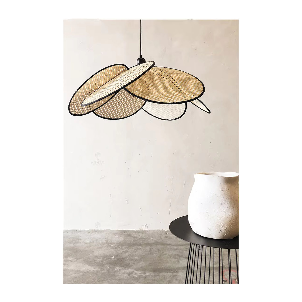 xiuxiu Nordic Kronleuchter aus Bambus und Rattan in Natur für Wohnzimmer, Studio und Küche im skandinavischen Landhaus-Stil - Bild 2