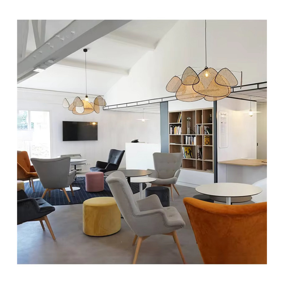xiuxiu Nordic Kronleuchter aus Bambus und Rattan in Natur für Wohnzimmer, Studio und Küche im skandinavischen Landhaus-Stil - Bild 4