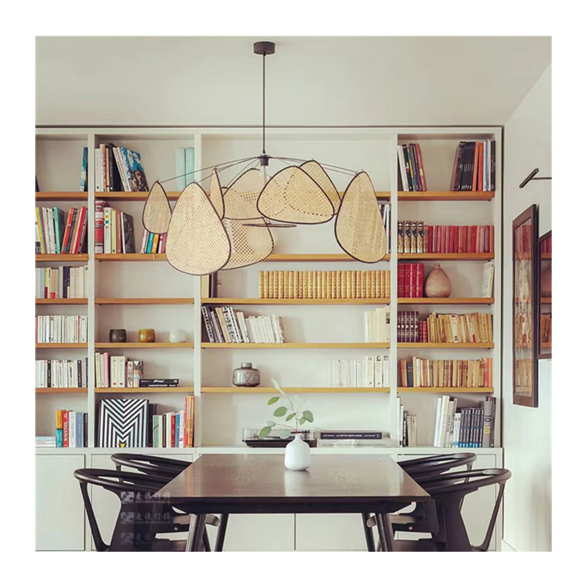 xiuxiu Nordic Kronleuchter aus Bambus und Rattan in Natur für Wohnzimmer, Studio und Küche im skandinavischen Landhaus-Stil - Bild 5