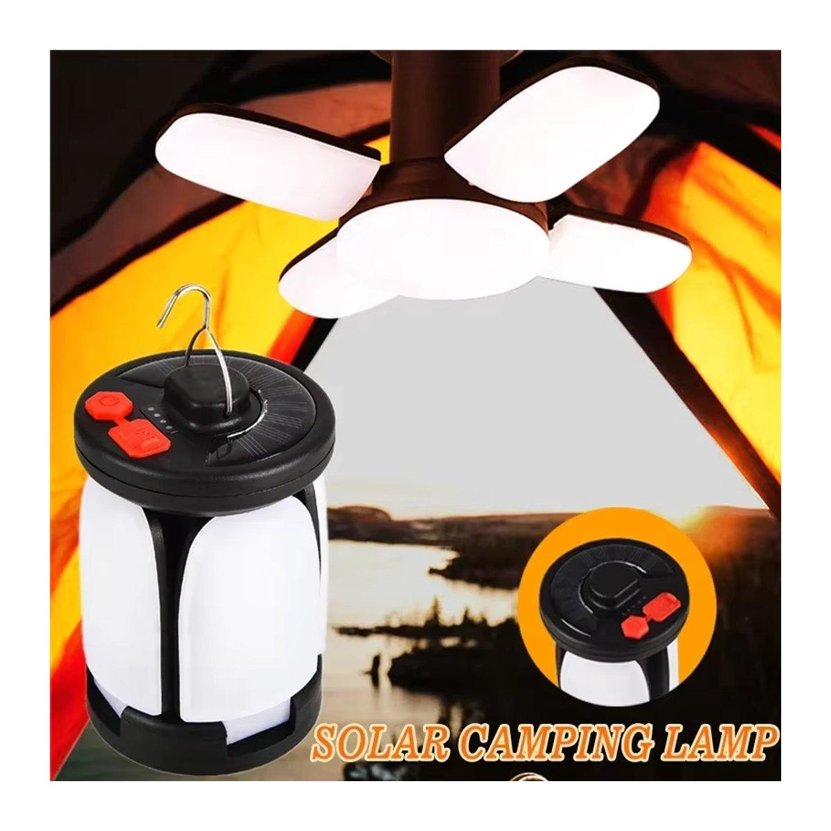 XIWANGFIRE LED Blatt Camping Lampe Solar und USB aufladbare Außenbeleuchtung für Zelt, Angeln und Reisen - Bild 2