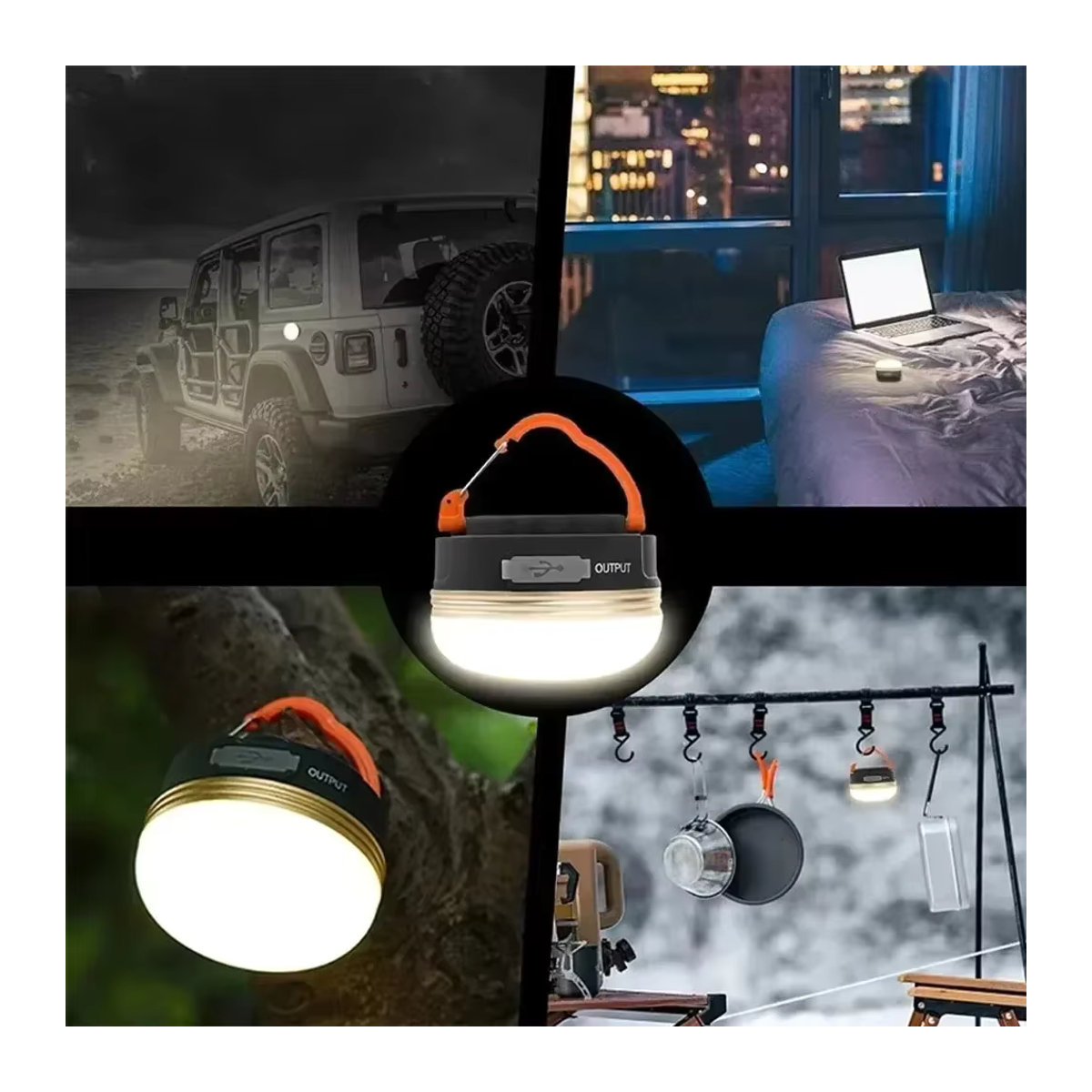 XIWANGFIRE Tragbare Mini-Campingleuchte mit USB-Ladefunktion, Powerbank-Funktion und Magnet sowie Haken für Camping, Zelt und Angeln - Bild 5