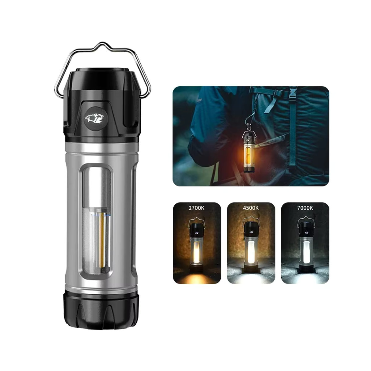XIWANGFIRE Tragbare Outdoor-Campinglampe mit einstellbarer Dimmung, langer Akkulaufzeit und Haken- sowie Ständerhalterung für Wandern und Angeln - Bild 6