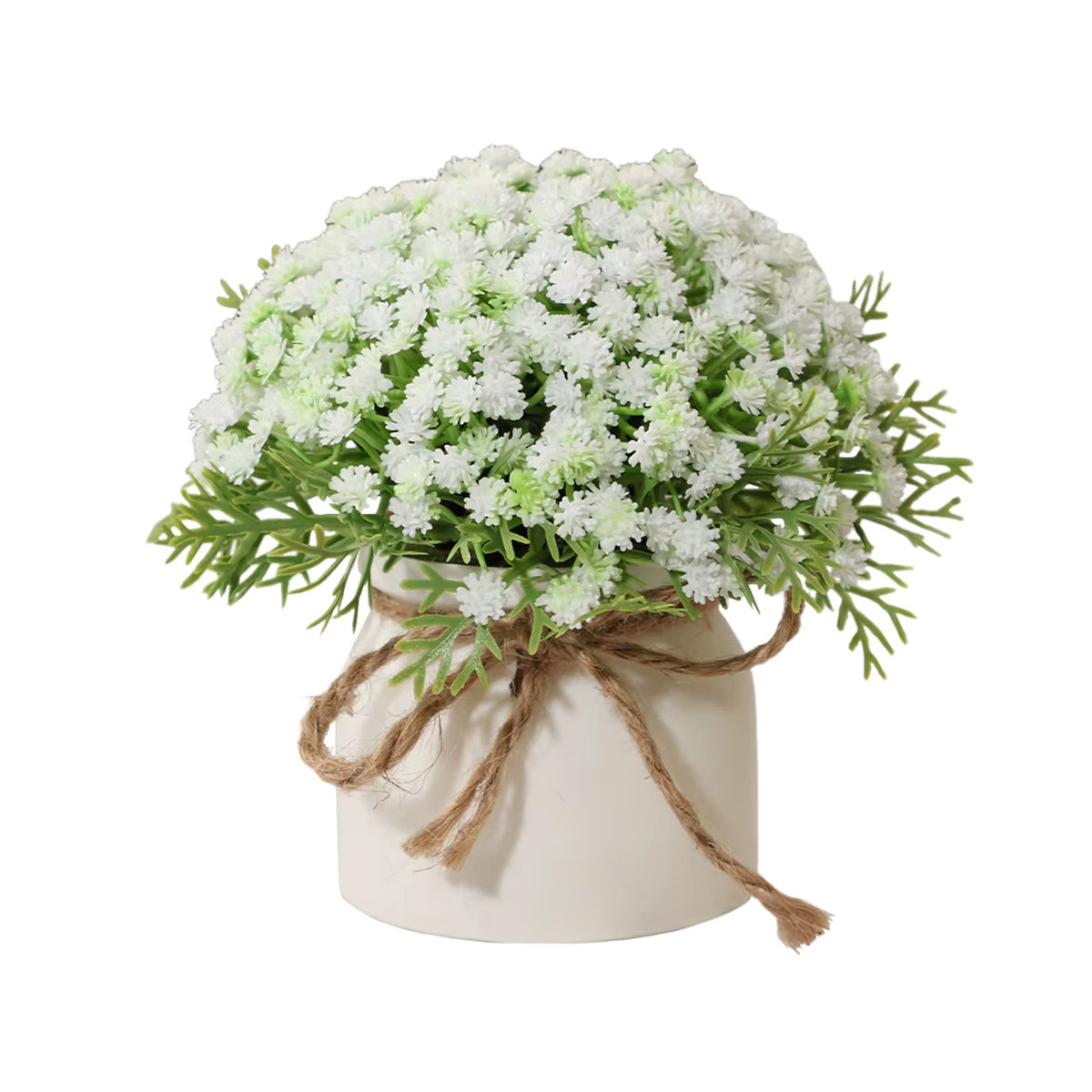 XIYA FLOWER Künstliche Babyalster Topfpflanze in Weiß aus PE-Material und Keramik - Bild 6